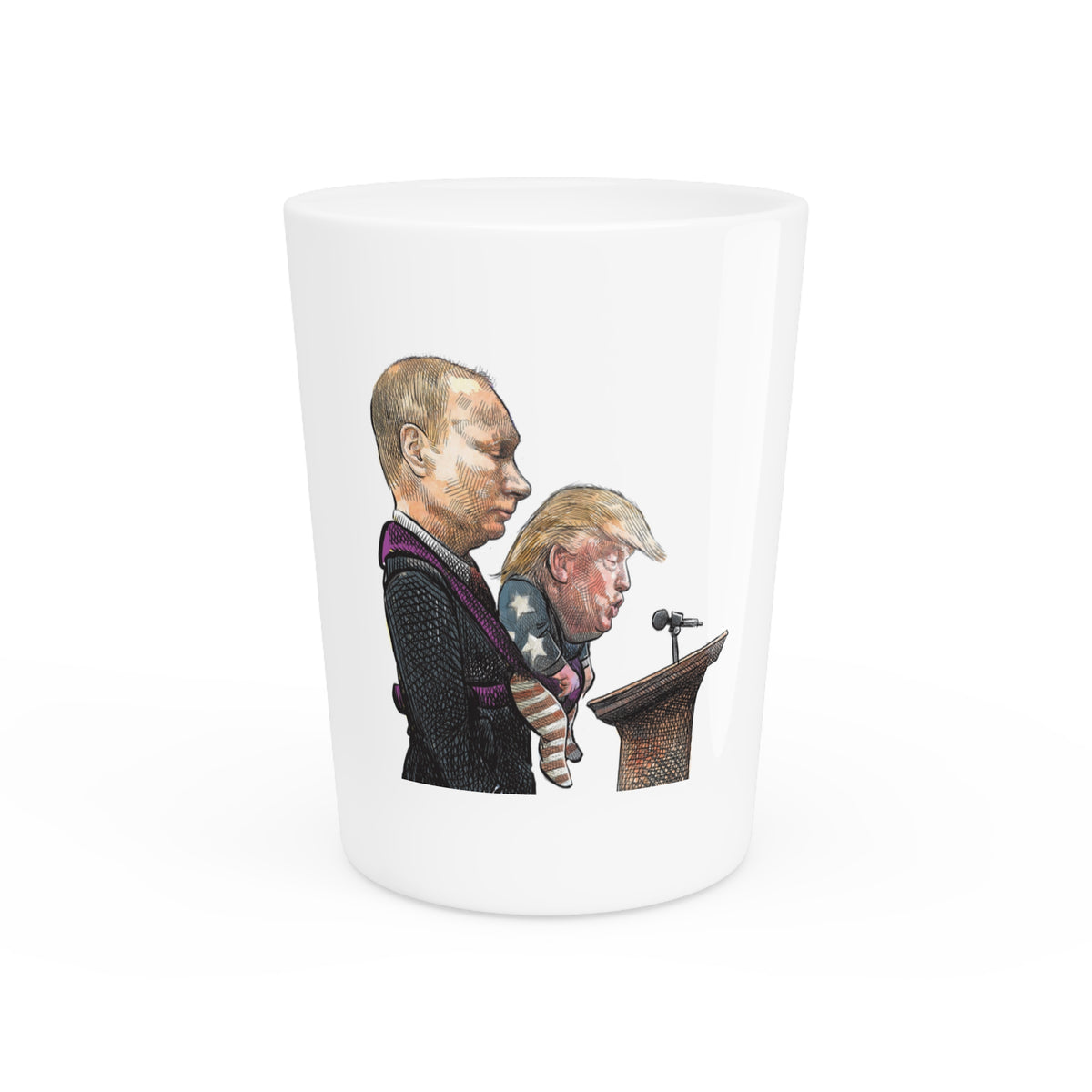 De Adder Designs "Putin" White Ceramic 2oz Shot Glass
